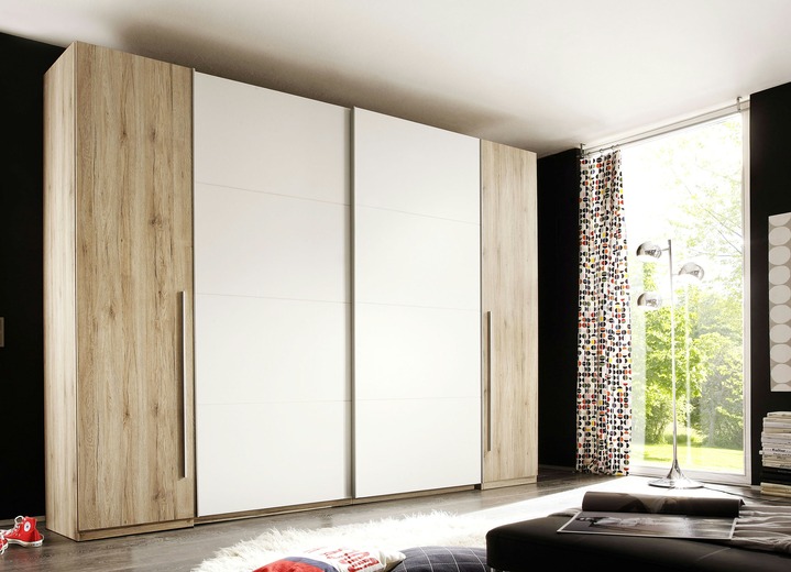 Schlafzimmerschränke - Schwebetüren-Schrank in verschiedenen Ausführungen, in Farbe SAN REMO-WEISS Ansicht 1