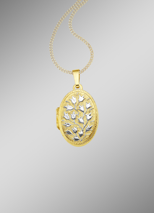 ohne Steine / mit Zirkonia - Medaillon zum Öffnen in Bicolor, in Farbe  Ansicht 2