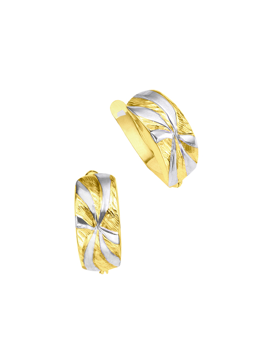 ohne Steine / mit Zirkonia - Klappcreolen in Bicolor, in Farbe  Ansicht 2