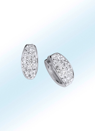 Klappcreolen mit weißen Swarovski-Kristallen