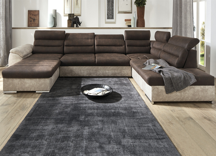 - Wohnlandschaft mit Bettfunktion und Bettkasten, in Farbe BEIGE-BRAUN Ansicht 1