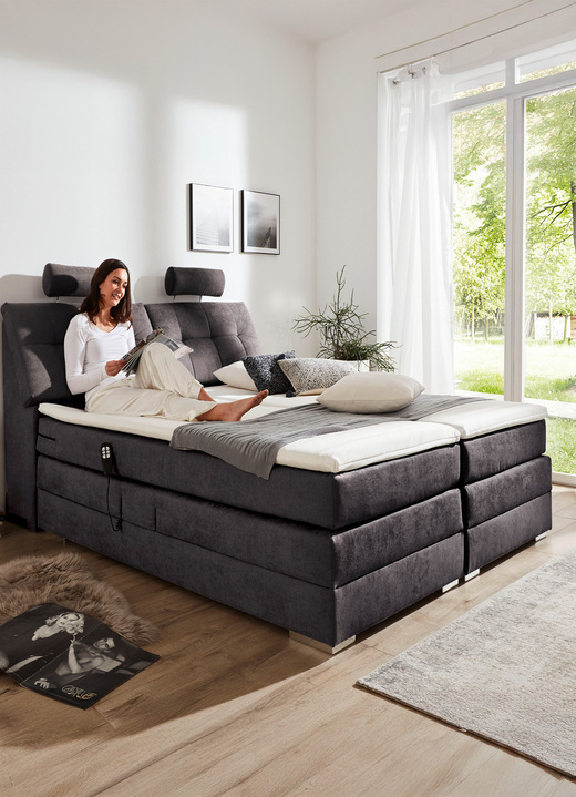 Betten - Motor-Boxspringbett mit verstellbarem Kopf- und Fußteil, in Farbe ANTHRAZIT