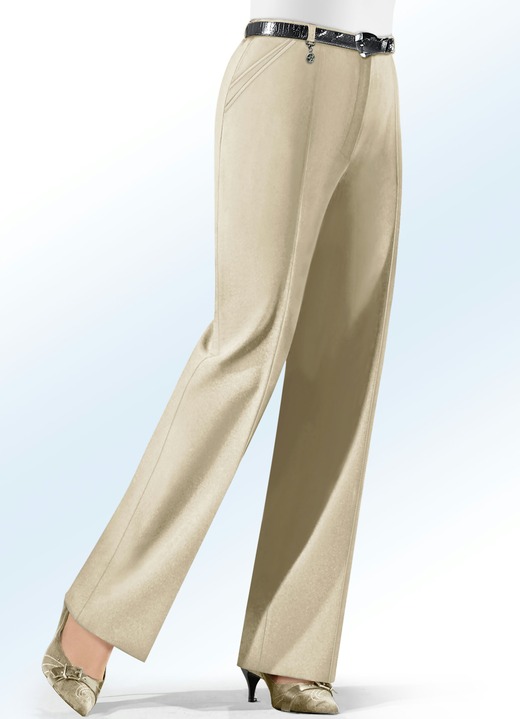 Hosen - Hose mit Zieranhänger in 6 Farben, in Größe 019 bis 100, in Farbe BEIGE Ansicht 1