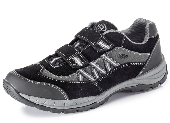 Slipper & Schnürschuhe - Sportliche Herren-Slipper, mit herausnehmbarem Fußbett, in Größe 040 bis 046, in Farbe SCHWARZ-GRAU Ansicht 1