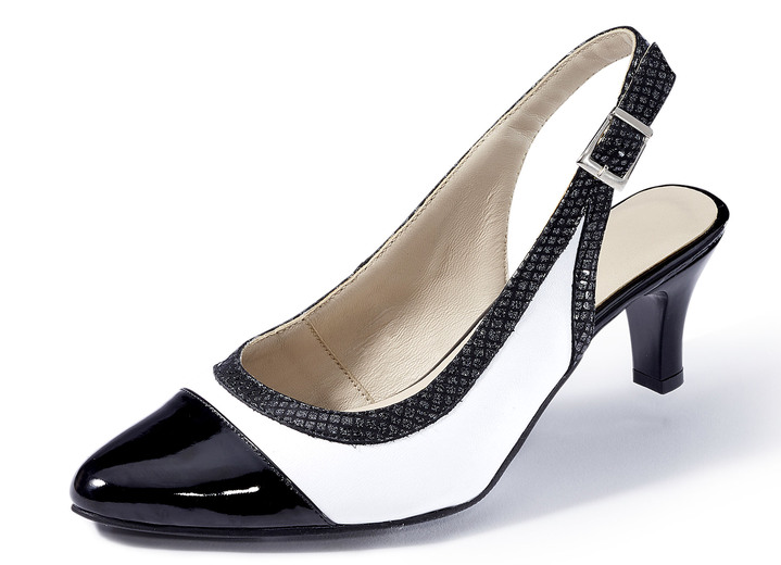 - ELENA EDEN Sling-Pumps in edler Form, in Größe 036 bis 042, in Farbe SCHWARZ-WEISS