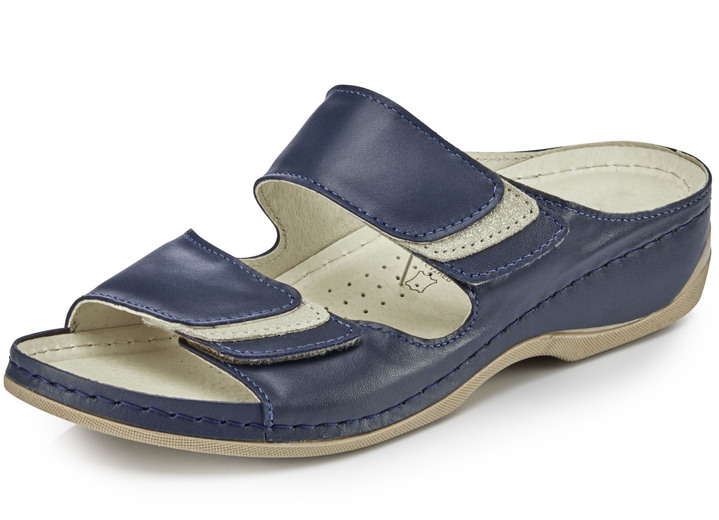 Komfortschuhe - ELENA EDEN Pantolette mit Kontrast-Einsätzen, in Größe 036 bis 042, in Farbe MARINE Ansicht 1