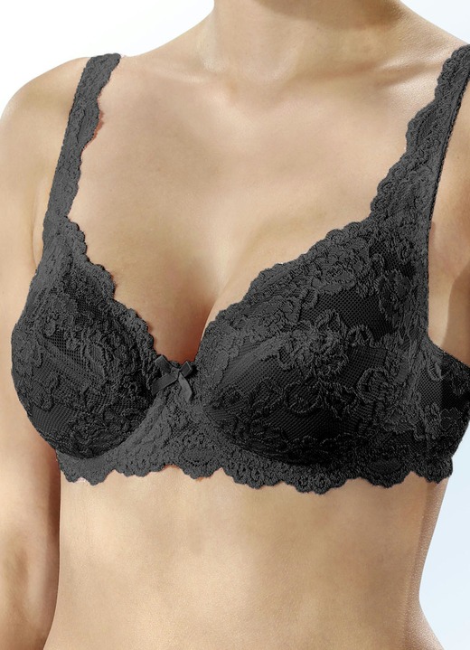 BHs - Sassa Zweierpack Bügel-BH aus Elastikspitze, in Größe 075 bis 100, in Cup C, in Farbe 1X ZARTAPRICOT, 1X SCHWARZ Ansicht 5