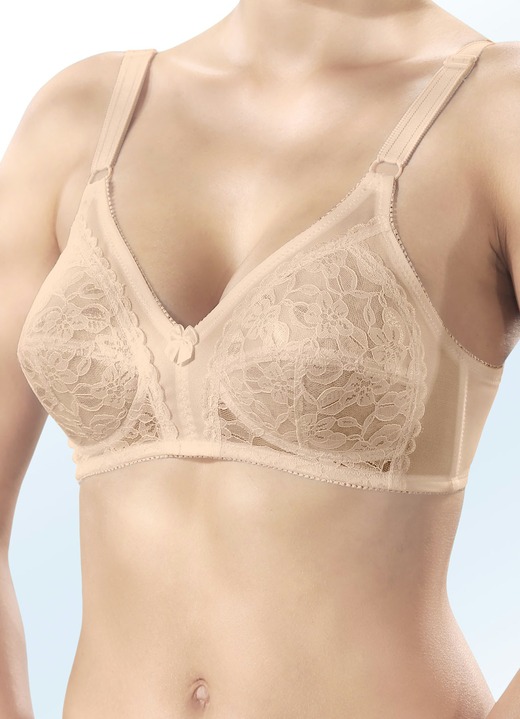 Soft-BH - Sassa Zweierpack-BH mit floraler Spitze im Vorderteil, in Größe 075 bis 100, in Cup A, in Farbe WEISS Ansicht 3