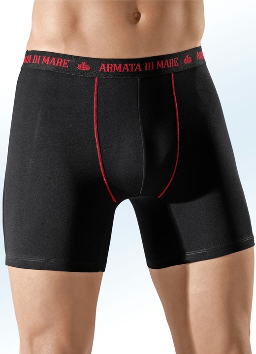 Unterwäsche - Viererpack Pants, mit Elastikbund, Kontrastnähten, in Größe 004 bis 011, in Farbe 2X MARINE-ROT, 2X ROT-MARINE Ansicht 2