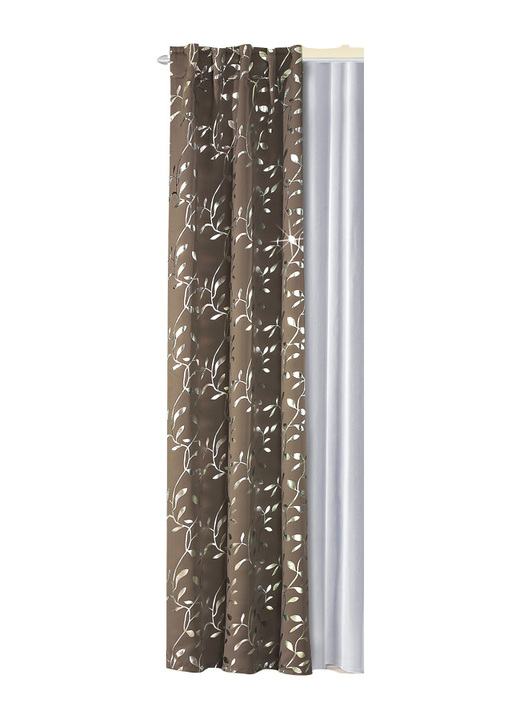Rustikal - Verdunkelungsschal mit Schlaufen und Universalschienenband, in Größe 365 (H145xB135 cm) bis 456 (H245xB135 cm), in Farbe TAUPE Ansicht 1