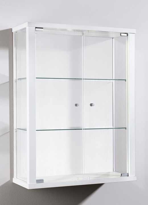 Vitrinen & Highboards - Hängevitrine mit ESG-Sicherheitsglas, in Farbe WEISS, in Ausführung ohne LED-Beleuchtung Ansicht 1