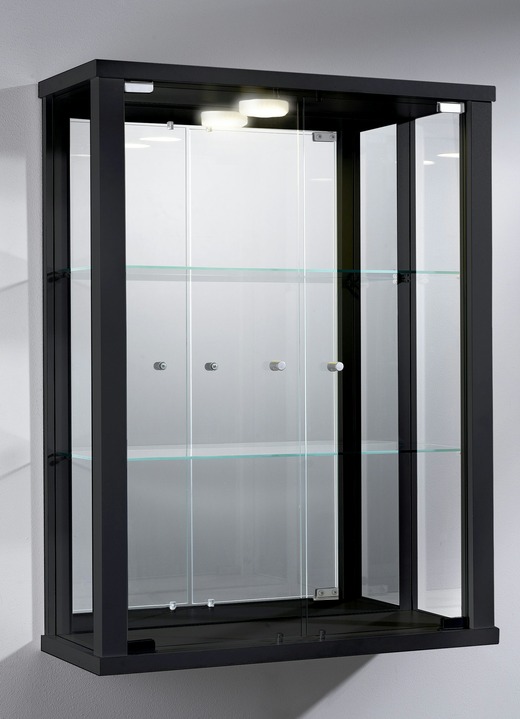 Vitrinen & Highboards - Hängevitrine mit ESG-Sicherheitsglas, in Farbe SCHWARZ, in Ausführung ohne LED-Beleuchtung Ansicht 10
