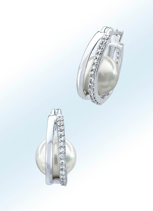 Ohrschmuck - Creolen mit echt Muschelkernperle, in Farbe