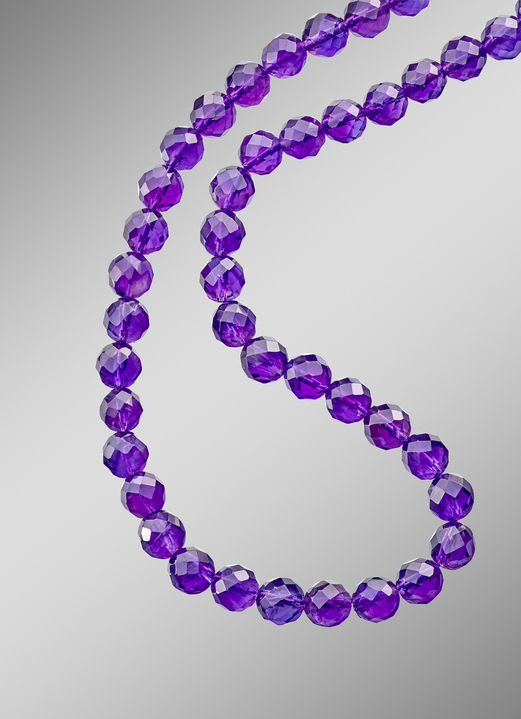Damen-Modeschmuck - Amethyst-Halskette mit facettierten Kugeln, in Farbe  Ansicht 1