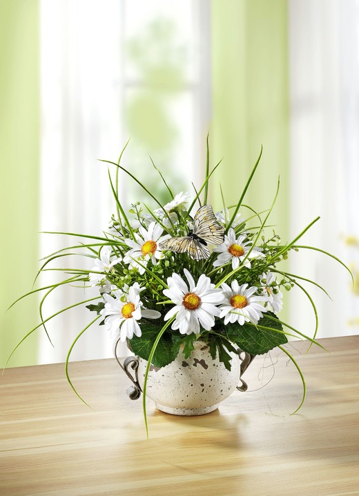 Osterkränze & Gestecke - Margeriten-Gesteck im Topf, in Farbe GRÜN-WEISS