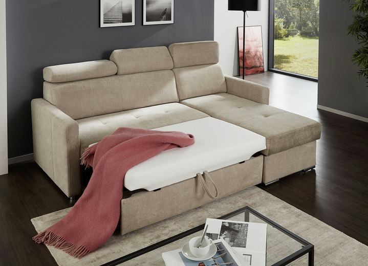 Funktions-Polstermöbel - Polsterecke mit Schlaffunktion und Bettkasten, in Farbe BRAUN Ansicht 11