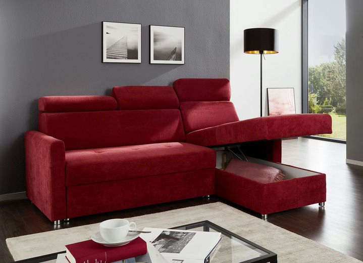 Funktions-Polstermöbel - Polsterecke mit Schlaffunktion und Bettkasten, in Farbe BRAUN Ansicht 6