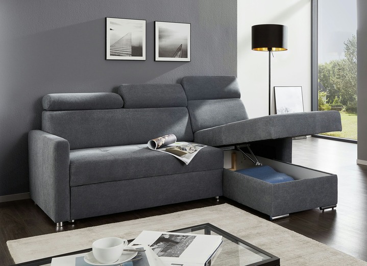 Funktions-Polstermöbel - Polsterecke mit Schlaffunktion und Bettkasten, in Farbe BRAUN Ansicht 9