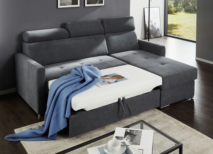 Funktions-Polstermöbel - Polsterecke mit Schlaffunktion und Bettkasten, in Farbe BRAUN Ansicht 8