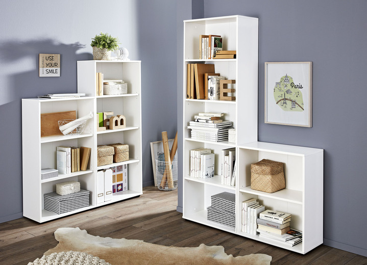 Regale & Schränke - Klassische Regal-Serie mit Kunststofffüßen, in Farbe WEISS, in Ausführung Regal, 2 Fächer Ansicht 1