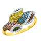 - Damenring in Blütenform mit bunten Brillanten, in Größe 160 bis 220, in Farbe  – Ansicht 2