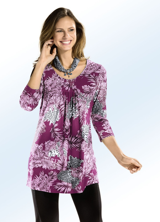 Longshirts - Longshirt mit Allover-Dessin in 3 Farben Longshirts - Longshirt mit Allover-Dessin in 3 Farben, in Größe 038 bis 056, in Farbe FUCHSIA