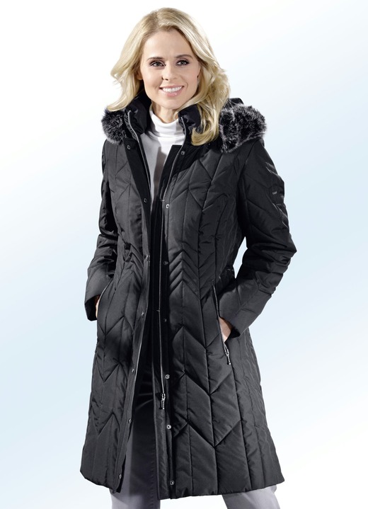 Jacken, Mäntel, Blazer - Kurzmantel mit abnehmbarer Kapuze Jacken, Mäntel, Blazer - Kurzmantel mit abnehmbarer Kapuze, in Größe 038 bis 056, in Farbe SCHWARZ