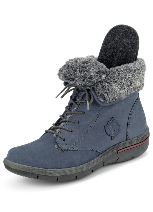 Komfortschuhe - Waldläufer Schnür-Stiefelette mit kuscheligem Webpelzkragen, in Größe 3 1/2 bis 8, in Farbe JEANSBLAU Ansicht 2