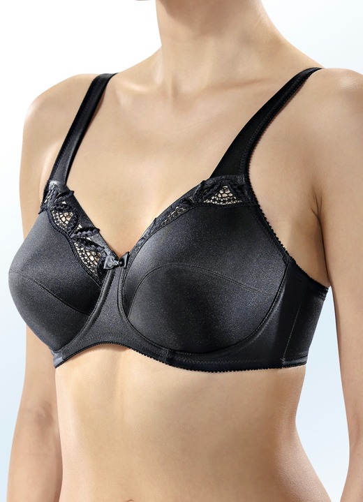 BHs - Felina Bügel-BH mit Stickereispitze Ansicht 2 BHs - Felina Bügel-BH mit Stickereispitze, in Größe 070 bis 105, in Cup D, in Farbe SCHWARZ Ansicht 2