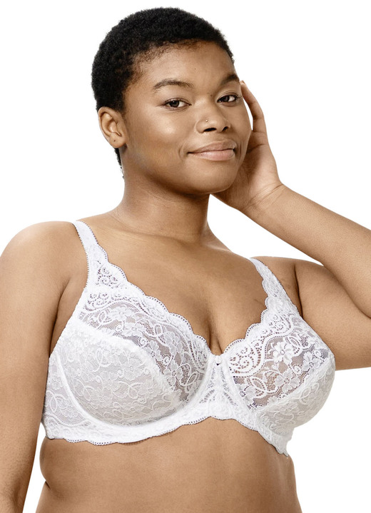 Bügel-BH - Triumph Amourette Bügel-BH mit Elastikspitze, in Größe 075 bis 100, in Cup E, in Farbe SCHWARZ Ansicht 10