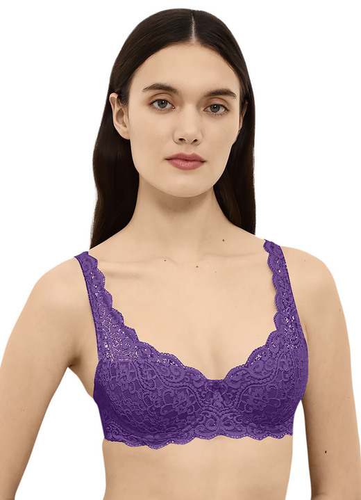 Bügel-BH - Triumph Amourette Bügel-BH mit Elastikspitze, in Größe 075 bis 095, in Cup B, in Farbe VIOLA Ansicht 1