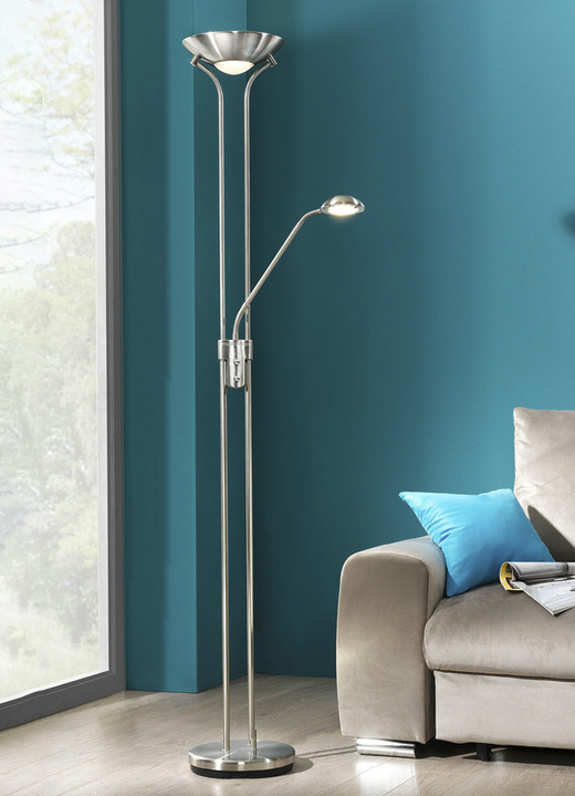 Lampen & Leuchten - LED-Stehleuchte mit Lesearm, in Farbe NICKEL