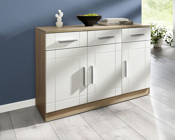 Sideboards & Kommoden - Moderne Kommode mit matten Tiefzieh-Fronten, in Farbe WEISS EICHE SONOMA, in Ausführung Kommode, 2-türig Ansicht 2