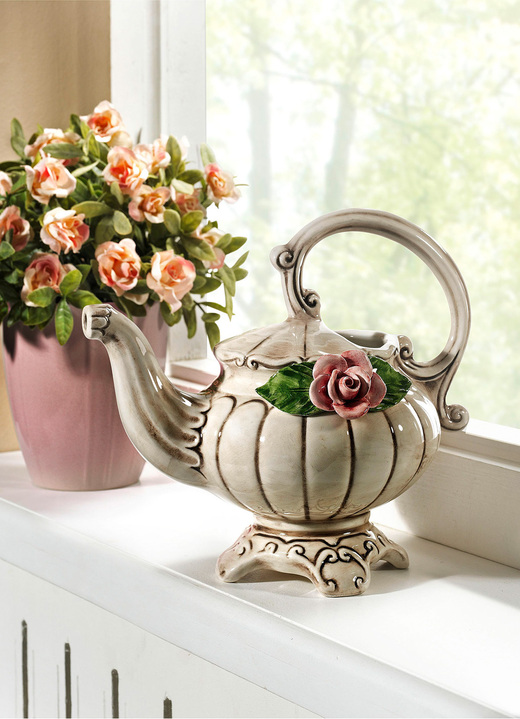 - Gießkanne mit Rosen-Applikation, in Farbe BEIGE-ROSA Ansicht 1