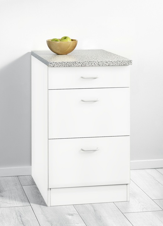 Küchenmöbel - Unterschrank mit 1 Schublade, in Farbe WEISS, in Ausführung Tiefe 50 cm Ansicht 1