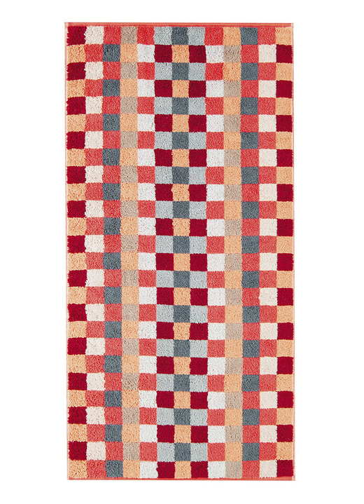 Handtücher - Frottier-Serie aus dem Hause Cawö, in Größe 200 (1 Handtuch, 50/100 cm) bis 204 (1 Duschtuch, 70/140 cm), in Farbe KORALLE, in Ausführung Karo Ansicht 1