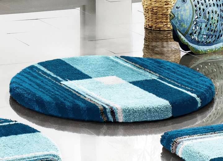 Badgarnituren - Badgarnitur mit rutschhemmender Rückseite Ansicht 13 Badgarnituren - Badgarnitur mit rutschhemmender Rückseite, in Größe 100 (Vorleger halbrund, 50/ 80 cm) bis 112 (WC-Deckelbezug, 47/ 50 cm), in Farbe TÜRKIS Ansicht 13