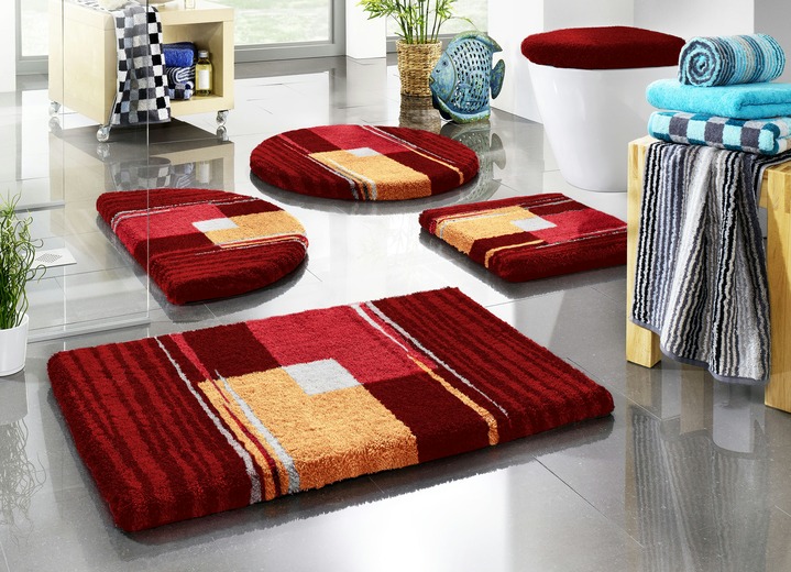 Badgarnituren - Badgarnitur mit rutschhemmender Rückseite, in Größe 100 (Vorleger halbrund, 50/ 80 cm) bis 112 (WC-Deckelbezug, 47/ 50 cm), in Farbe GELB Ansicht 3