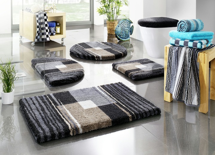 Badgarnituren - Badgarnitur mit rutschhemmender Rückseite Ansicht 9 Badgarnituren - Badgarnitur mit rutschhemmender Rückseite, in Größe 100 (Vorleger halbrund, 50/ 80 cm) bis 112 (WC-Deckelbezug, 47/ 50 cm), in Farbe TÜRKIS Ansicht 9