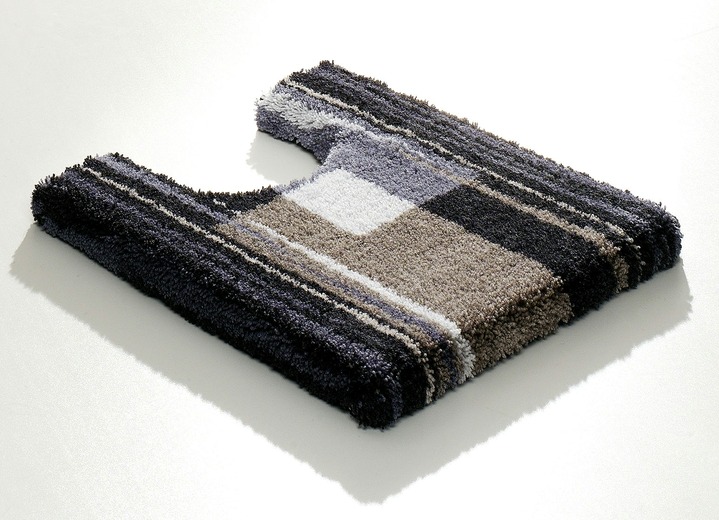 Badgarnituren - Badgarnitur mit rutschhemmender Rückseite, in Größe 100 (Vorleger halbrund, 50/ 80 cm) bis 112 (WC-Deckelbezug, 47/ 50 cm), in Farbe ANTHRAZIT Ansicht 1