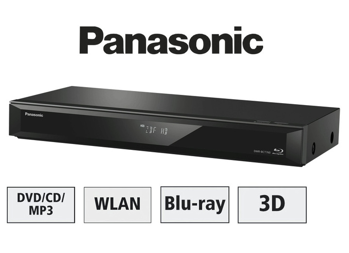 - Panasonic Blu-Ray-Recorder mit Twin-Receiver, in Farbe SCHWARZ, in Ausführung mit Kabel-Receiver Ansicht 1