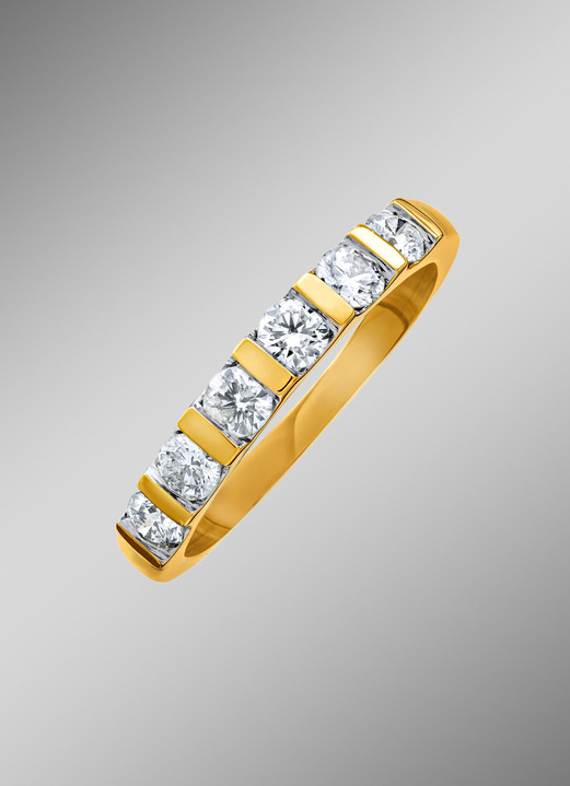 mit Diamanten - Handgearbeiteter Damenring mit echten Brillanten, in Größe 160 bis 220, in Farbe GOLD Ansicht 1