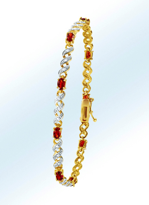 Halsketten & Armbänder - Durchbrochenes Armband mit Granat, in Farbe