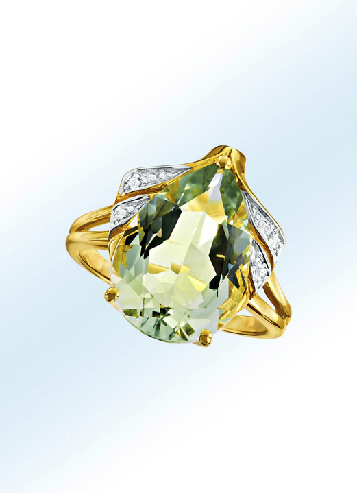 Ringe - Damenring mit grünem echt Amethyst, in Größe 160 bis 220, in Farbe