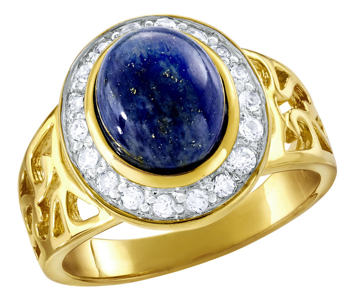 - Damenring mit Lapislazuli und Weißtopasen, in Größe 160 bis 220, in Farbe  Ansicht 2