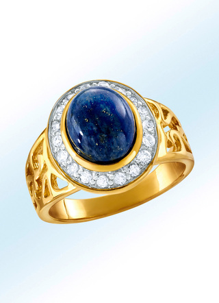 Damenring mit Lapislazuli und Weißtopasen