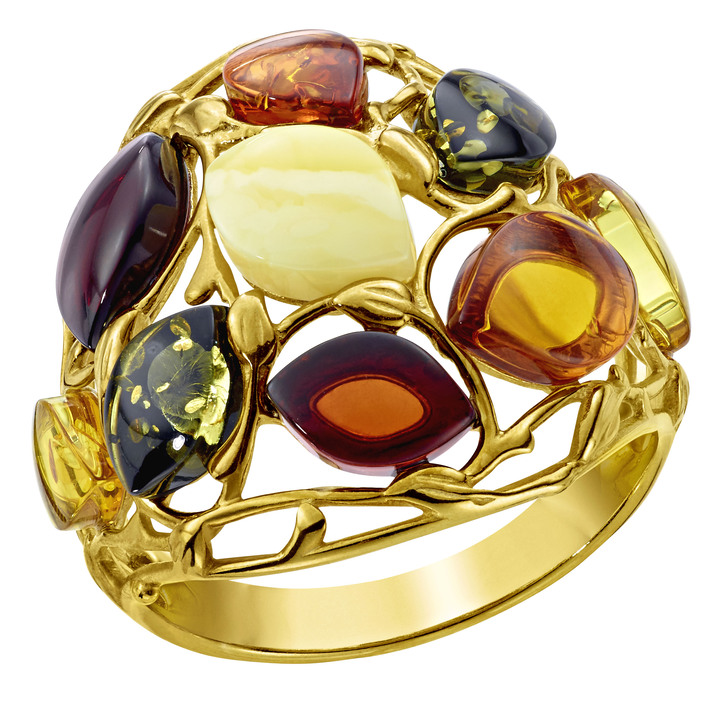 - Damenring mit echt buntem Bernstein, in Größe 160 bis 220, in Farbe  Ansicht 2