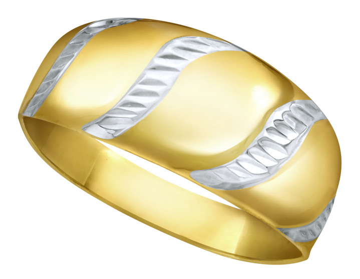ohne Steine / mit Zirkonia - Damenring in Bicolor Ansicht 2 ohne Steine / mit Zirkonia - Damenring in Bicolor, in Größe 160 bis 210, in Farbe  Ansicht 2