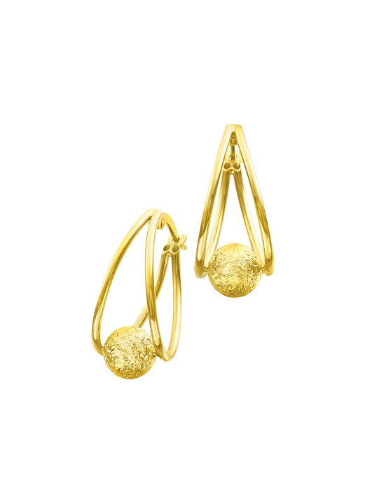 ohne Steine / mit Zirkonia - Creolen mit diamantierter Kugel, in Farbe  Ansicht 2