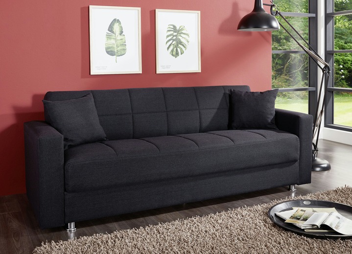 Schlafsofas - Klick-Klack-Sofa mit Dekokissen, in Farbe SCHWARZ Ansicht 1